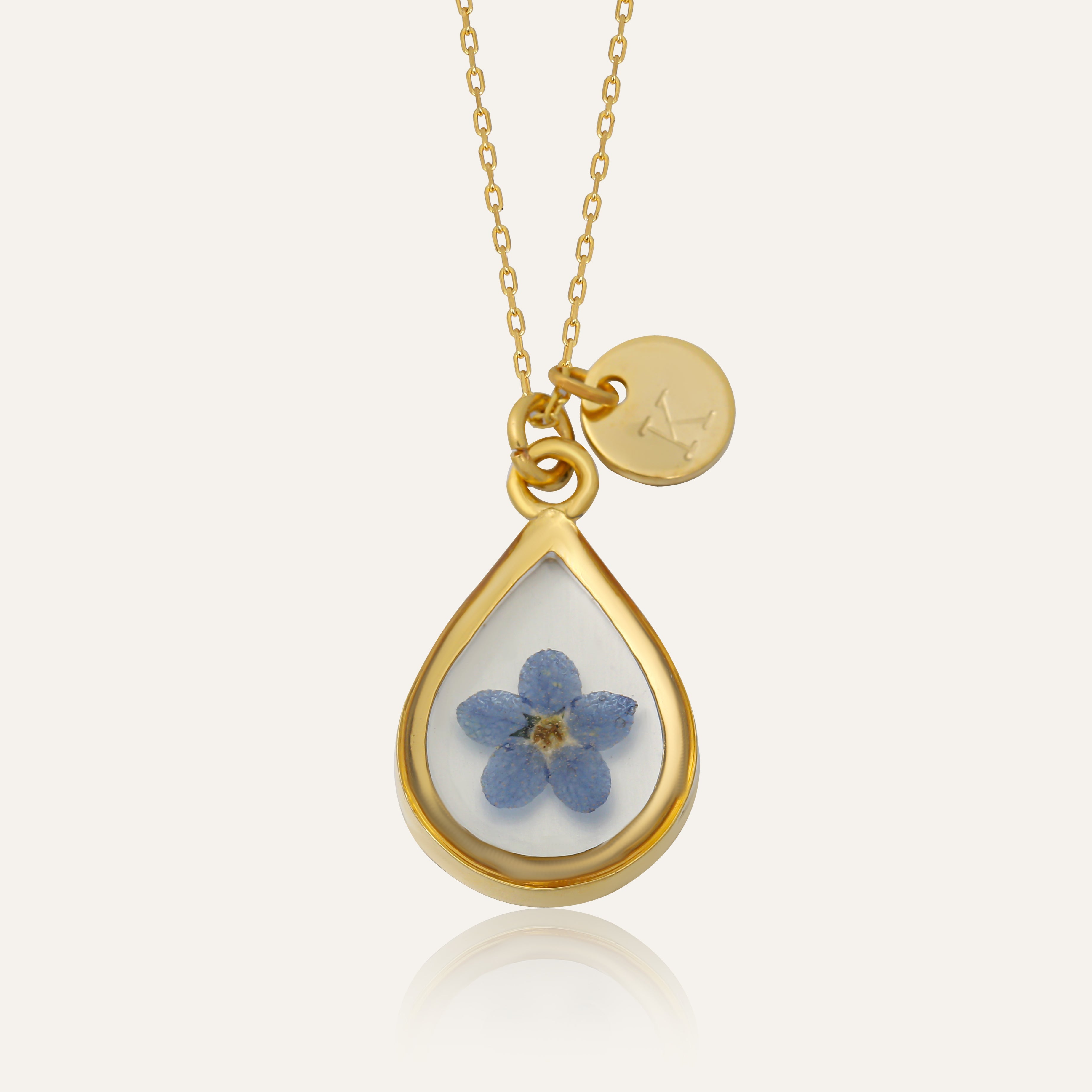 Real Flower Tiny Garden Gold Plated Necklace - Main Image