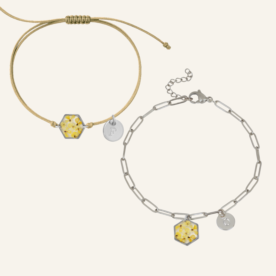 Birth Flower Silver Bracelet