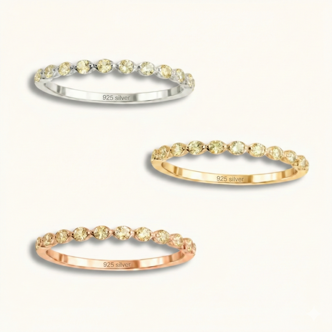 Doğum Ayı Taşı Yarım Tur Gümüş Yüzük