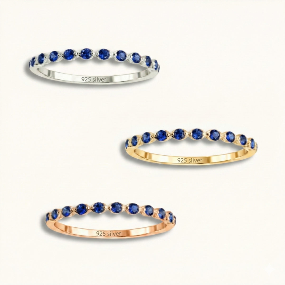 Doğum Ayı Taşı Yarım Tur Gümüş Yüzük