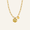 Necklace | Golden Garden Lil - Hexagon Blue