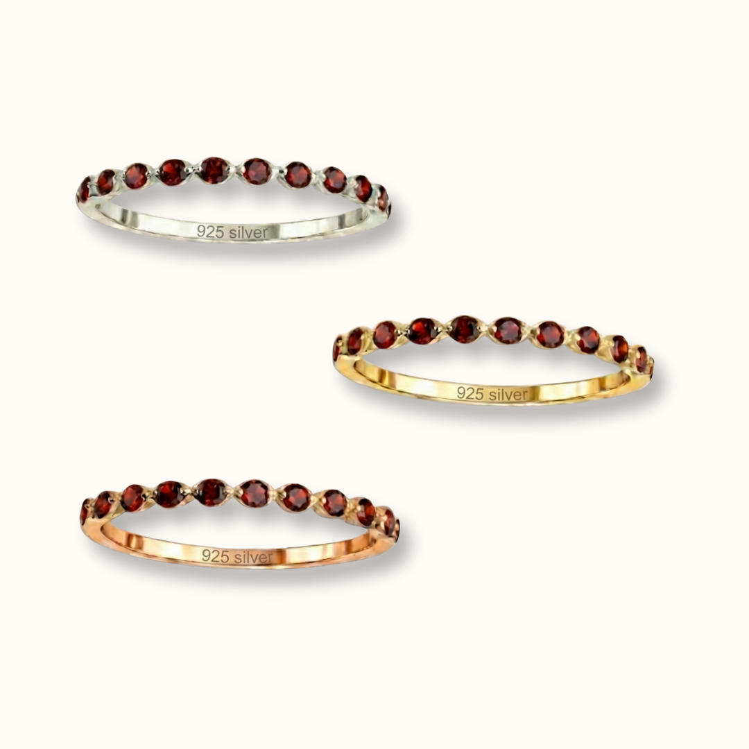 Doğum Ayı Taşı Yarım Tur Gümüş Yüzük