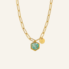 Necklace | Golden Garden Lil - Hexagon Blue