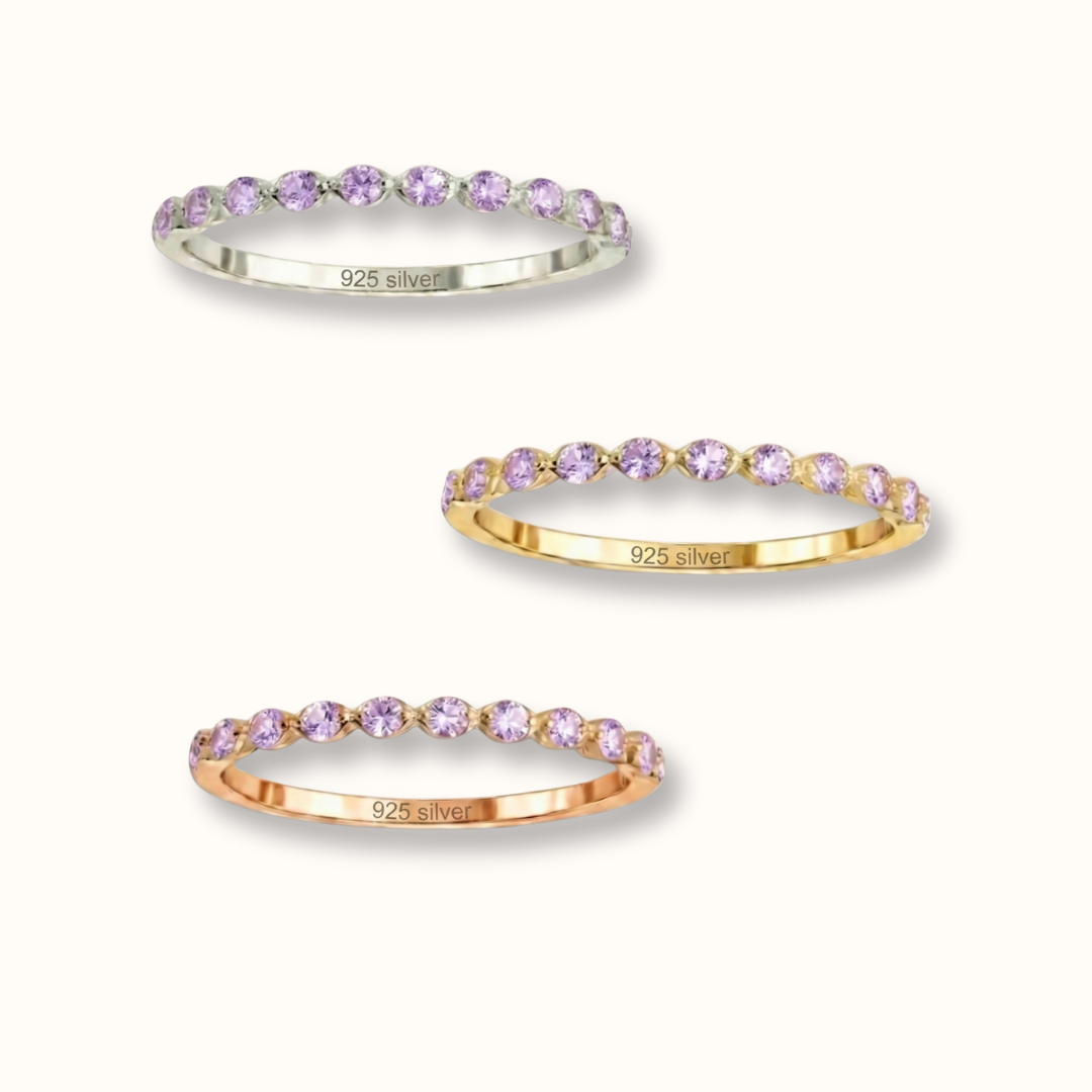 Doğum Ayı Taşı Yarım Tur Gümüş Yüzük