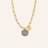 Necklace | Golden Garden Lil - Hexagon Blue