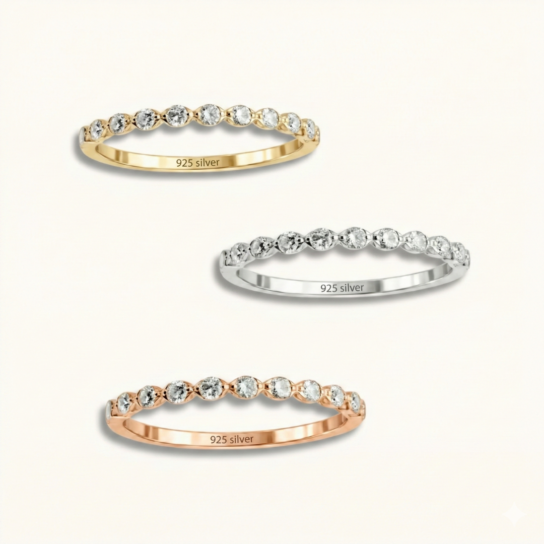 Doğum Ayı Taşı Yarım Tur Gümüş Yüzük