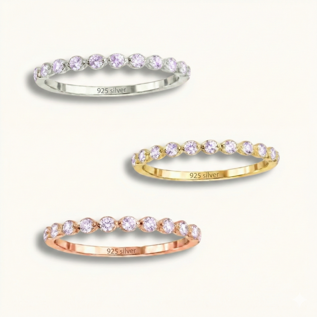 Doğum Ayı Taşı Yarım Tur Gümüş Yüzük