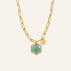 Necklace | Golden Garden Lil - Hexagon Blue