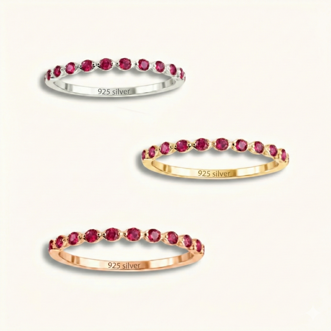 Doğum Ayı Taşı Yarım Tur Gümüş Yüzük