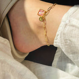 anklet | Golden Garden Hexagon Pink