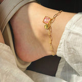 anklet | Golden Garden Hexagon Pink