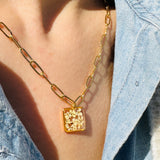 Necklace | Golden Garden Lil - Hexagon Blue