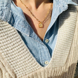 Necklace | Golden Garden Lil - Hexagon Blue