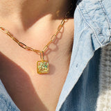 Necklace | Golden Garden Lil - Hexagon Blue