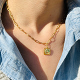 Necklace | Golden Garden Lil - Hexagon Blue