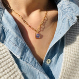 Necklace | Golden Garden Lil - Hexagon Blue