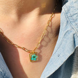 Necklace | Golden Garden Lil - Hexagon Blue