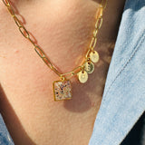 Necklace | Golden Garden Lil - Hexagon Blue