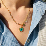 Necklace | Golden Garden Lil - Hexagon Blue