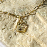 Necklace | Golden Garden Lil - Hexagon Blue