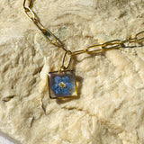 Necklace | Golden Garden Lil - Hexagon Blue