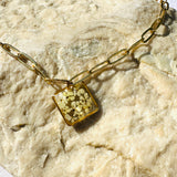 Necklace | Golden Garden Lil - Hexagon Blue