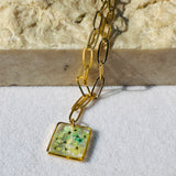 Necklace | Golden Garden Lil - Hexagon Blue