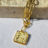 Necklace | Golden Garden Lil - Hexagon Blue