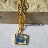 Necklace | Golden Garden Lil - Hexagon Blue