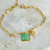 Bracelet | Golden Garden Square Blue 