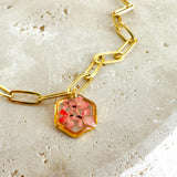 Golden Garden Hexagon Pink Bileklik