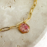 anklet | Golden Garden Hexagon Pink