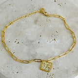 Bracelet | Golden Garden Square Blue 