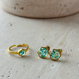 Blue Flowers Ring + Earring