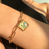 Bracelet | Golden Garden Square Blue 