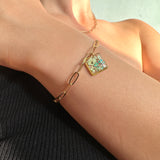 Bracelet | Golden Garden Square Blue 