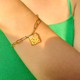 Bracelet | Golden Garden Square Blue 