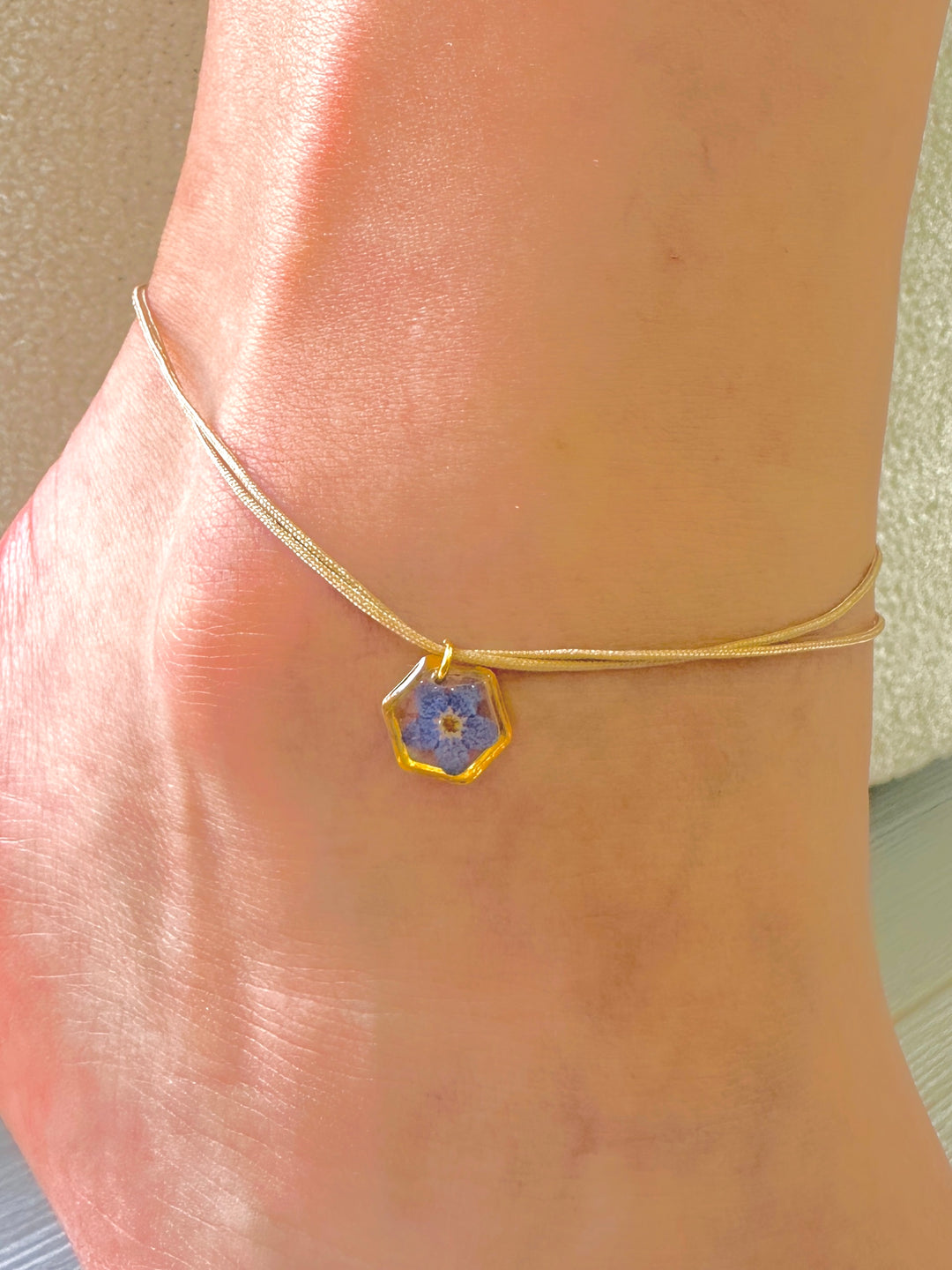 anklet | Tiny Garden Hexagon Blue