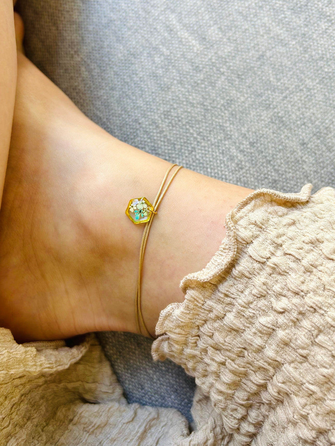 anklet | Tiny Garden Hexagon Blue