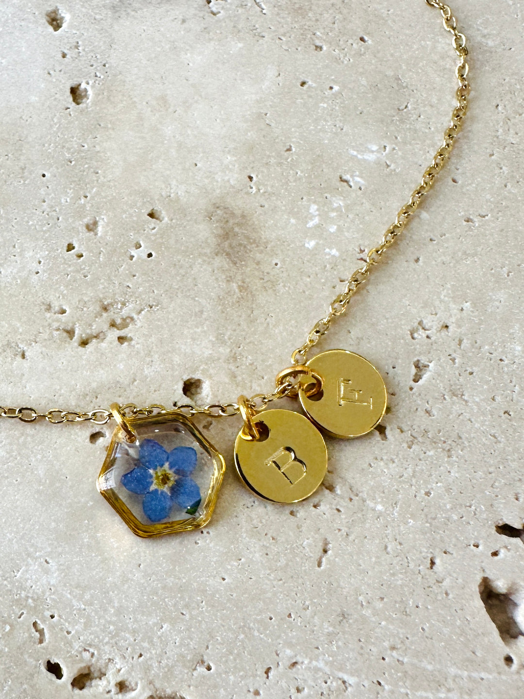 Necklace | Teeny Weeny Hexagon Blue