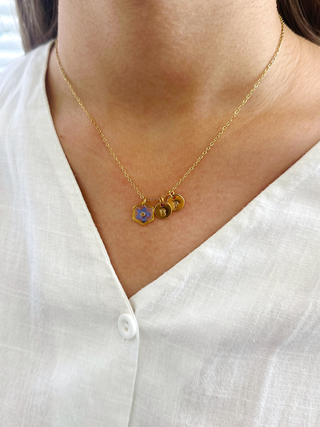 Necklace | Teeny Weeny Hexagon Blue