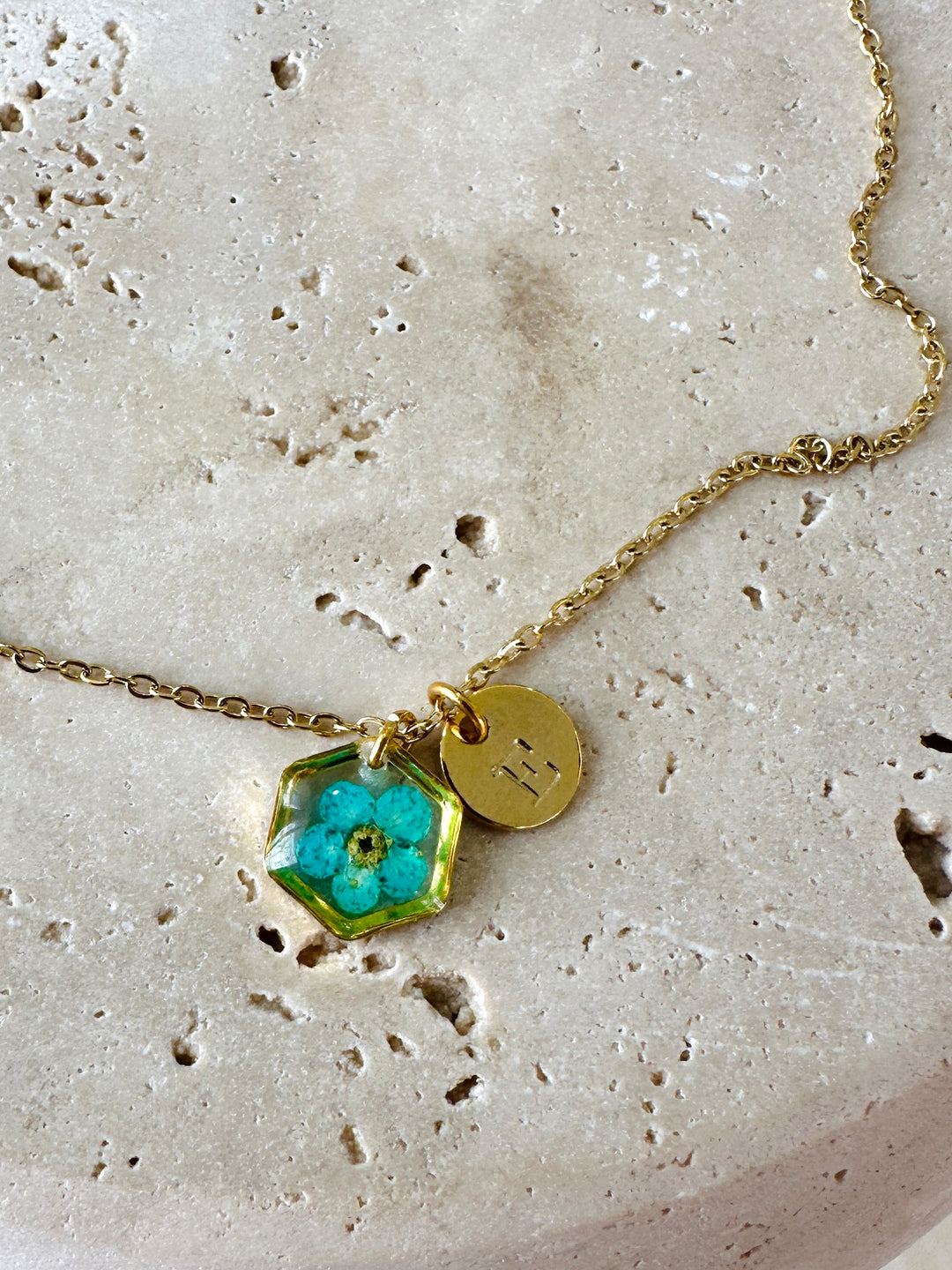 Necklace | Teeny Weeny Hexagon Blue