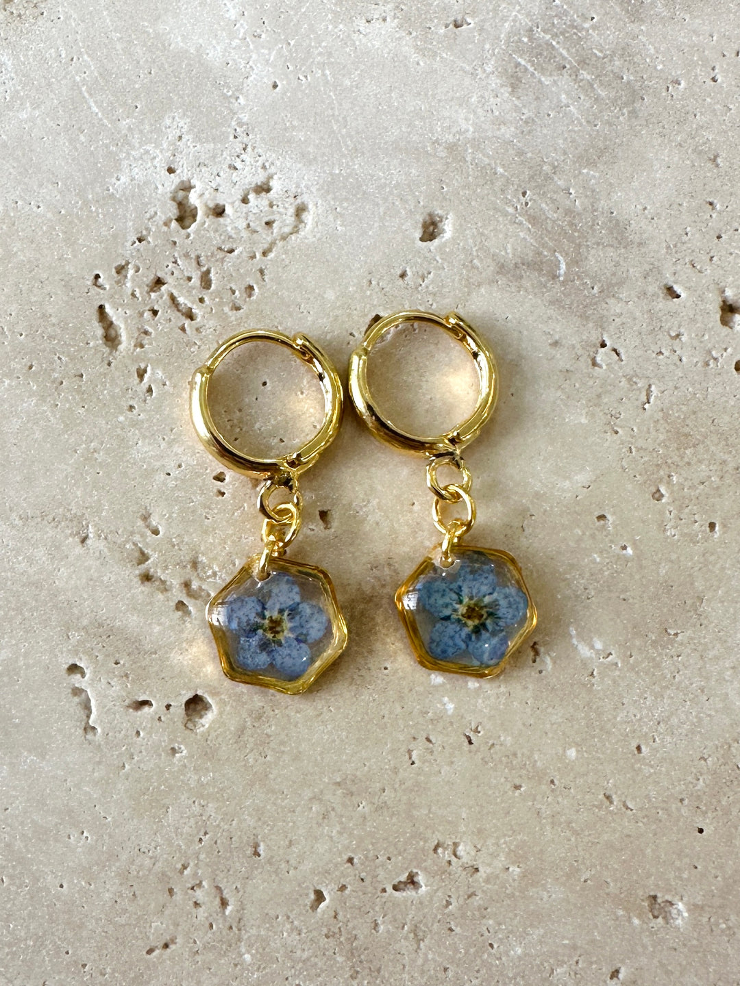 Earring | Teeny Weeny Hexagon Drop Blue 