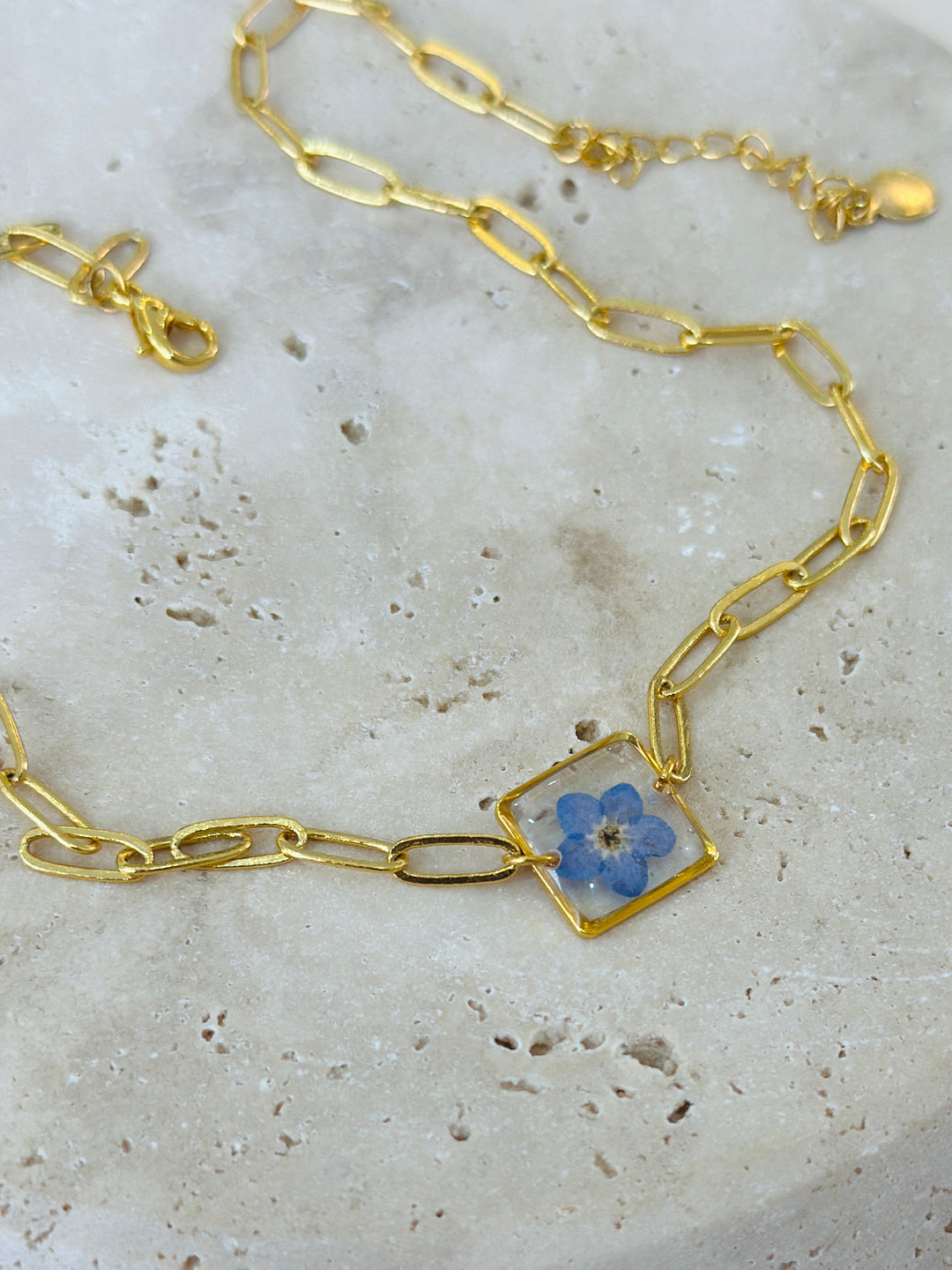 Choker | Teeny Weeny Square Forget Me Not (Unutmabeni Çiçeği)