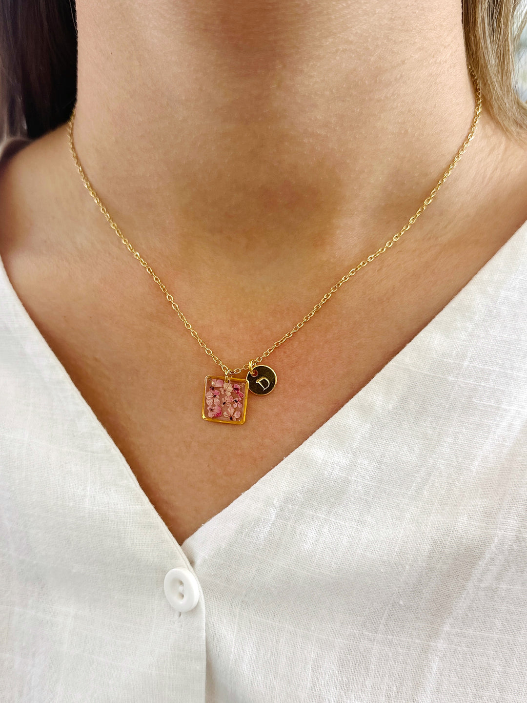 Necklace | Teeny Weeny Square Pink