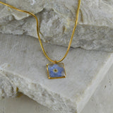 Teeny Weeny Square Forget Me Not Kolye | İtalyan Zincir