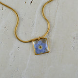 Teeny Weeny Square Forget Me Not Kolye | İtalyan Zincir