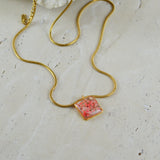 Teeny Weeny Square Pink Kolye | İtalyan Zincir