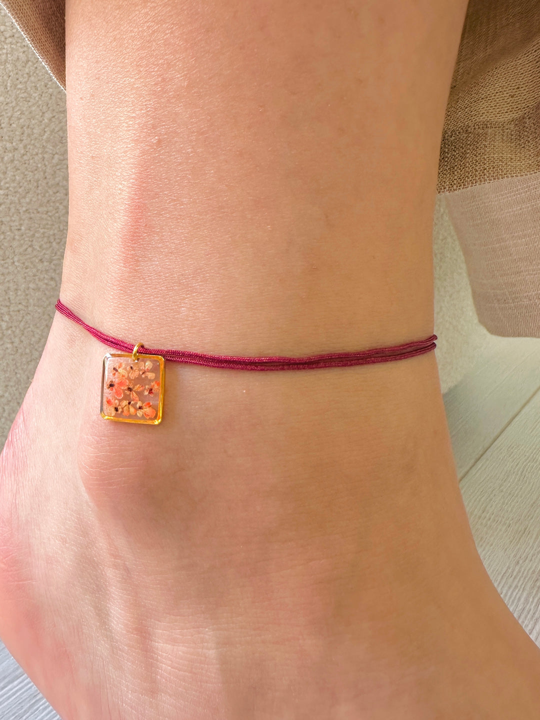 anklet | Tiny Garden Square Pink