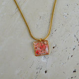 Teeny Weeny Square Pink Kolye | İtalyan Zincir